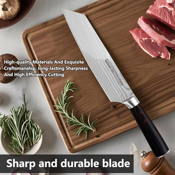 Chef Knife 8-Inch Kitchen Chef'S Knife Ergonomic Log Handle Made Of German High-Carbon Stainless Steel Protective Sheath Attached Chef Knife 8-Inch Kitchen Chef'S Knife Ergonomic Log Handle Made Of German High-Carbon Stainless Steel Protective Sheath Attached