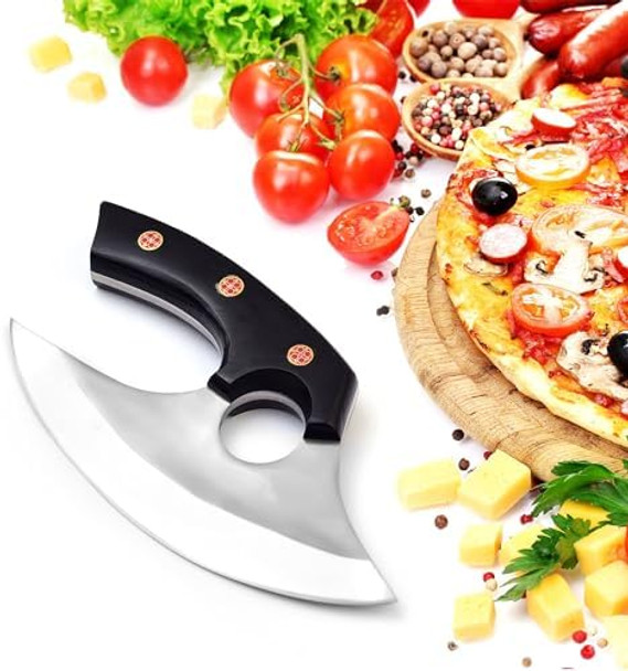 Multipurpose Alaskan Ulu Knife Vegetable Chopper And Herb/Meat Mincer Sharp Slicer D2 Steel Blade Mezzaluna Pizza Cutter Great For Anyone Who Loves To Cook