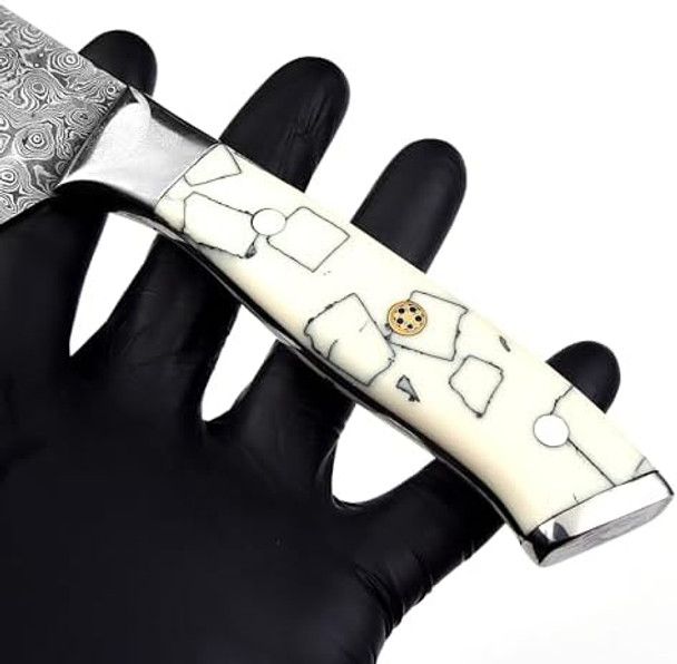 Handmade Damascus Chef Knife-8-Inch Damascus Steel Knife With Elegant Resin Handle Ergonomal Box