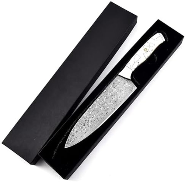 Handmade Damascus Chef Knife-8-Inch Damascus Steel Knife With Elegant Resin Handle Ergonomal Box