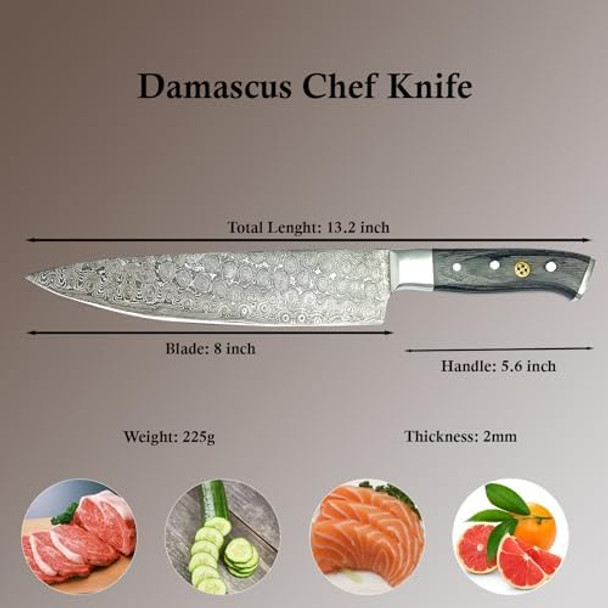 Damascus Steel Knife Sharp Blade Chef Kitchen Supplies Milk Street Kitchen Kiji Knife Henckels Classic Razor-Sharp 8-Inch Chef Knife Supernatural Knife Kitchenaid Knives