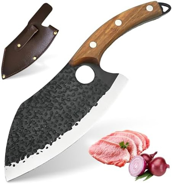 Chef Knifeultra Sharp And Strong Japanese Butcher Knifehand Forged Professional Chefs Knife With Sheathmeat Cutting Kitchen Knife For Kitchen Bbq Camping Outdoor Idea For Men Women