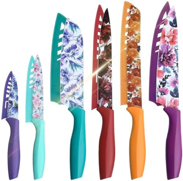 Knife Set 12-Piece Kitchen Knife Set Nonstick Coated Professional Kitchen Cutlery Set For Chef Cooking Camping Outdoor