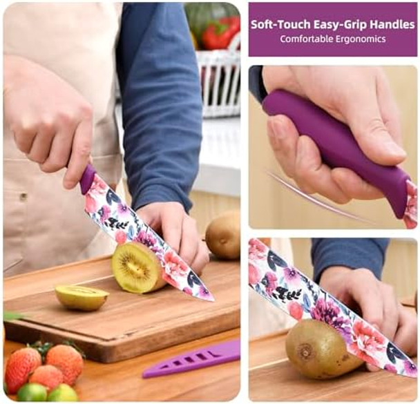 Knife Set 12-Piece Kitchen Knife Set Nonstick Coated Professional Kitchen Cutlery Set For Chef Cooking Camping Outdoor