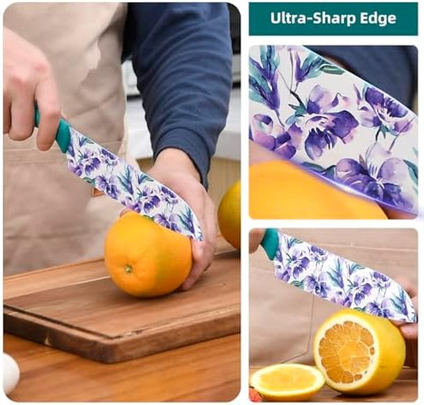 Knife Set 12-Piece Kitchen Knife Set Nonstick Coated Professional Kitchen Cutlery Set For Chef Cooking Camping Outdoor