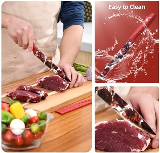Knife Set 12-Piece Kitchen Knife Set Nonstick Coated Professional Kitchen Cutlery Set For Chef Cooking Camping Outdoor