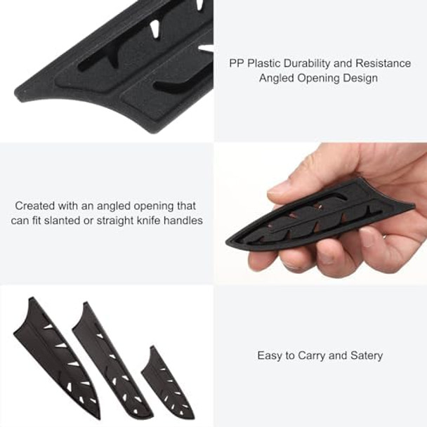 Uxcell 2 Pcs Knife Cover Sleeves 4.2" X 1" Pp Knives Edge Guard Blade Protector Universal Knife Sheath For Home Kitchen Black
