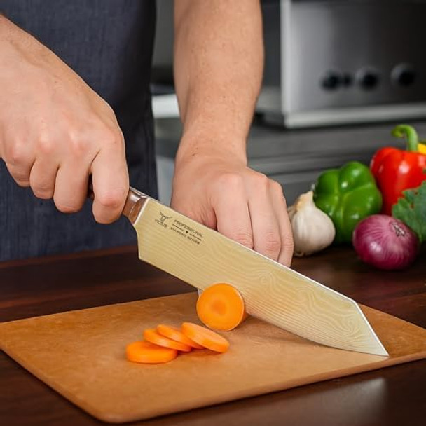 Laser Damascus 8-Inch Kiritsuke Knife – Precision Stainless Steel Blade With Ergonomic Handle For Professional Chefs