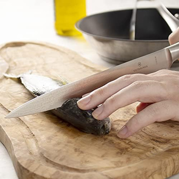 Victorinox Grand Maitre Chef'S Knife - Sharp Kitchen Knife With Straight Edge - Ergonomic Cooking Knife - Premium Kitchen Essentials - Black Handle 8"