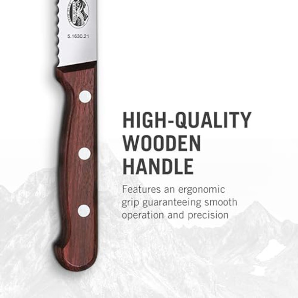 Victorinox Bread Knife - Serrated Bread Knife For Kitchen Accessories - Cut Bread Pastries & More - Wooden Handles 8.25"