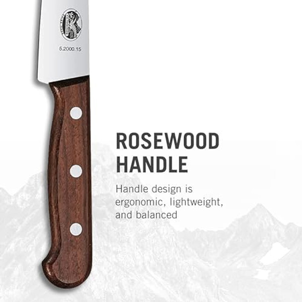 Victorinox Rosewood Chef'S Knife - Premium Cooking Knife For Kitchen Accessories - Kitchen Knife Cuts Meat Fruit Vegetables & More - Wood Handle Straight Edge 6"