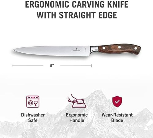 Victorinox Grand Maitre Chef'S Knife - Kitchen Knife For Cutting Meat Vegetables & Fruit - Modern Slicing Knife For Cooking - Wood Handle 8"