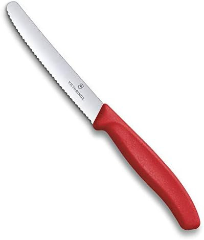 Victorinox 6.7832 Swiss Classic Tomato And Table Knife Ideal For Cutting Fruits And Vegetables With Soft Skin Serrated Blade In Blue 4.3 Inches