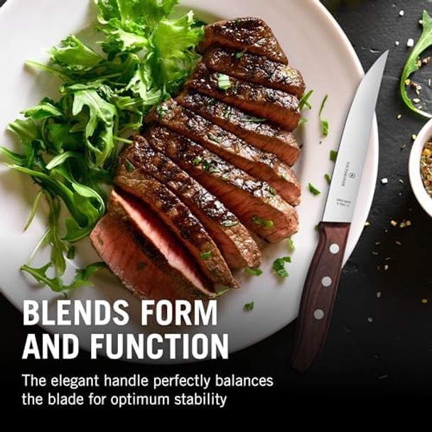 Victorinox Grand Maitre Steak Knives - Premium Meat Knives With Ergonomic Handle - Modern Cooking Knives - Exceptional Kitchen Accessories - Wood Handle Straight Edge 2-Piece Set