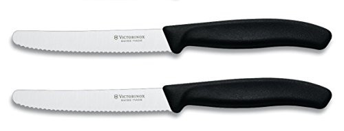 Victorinox Swiss Classic Steak Knife Set 4-1/2-Inch Serrated Blades With Round Tip (2 Pack)
