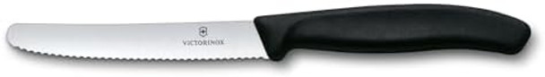 Victorinox 6.7833.6 Swiss Classic Tomato And Table Knife Set For Everyday Family Dining Serrated Blade In Black Set Of 6