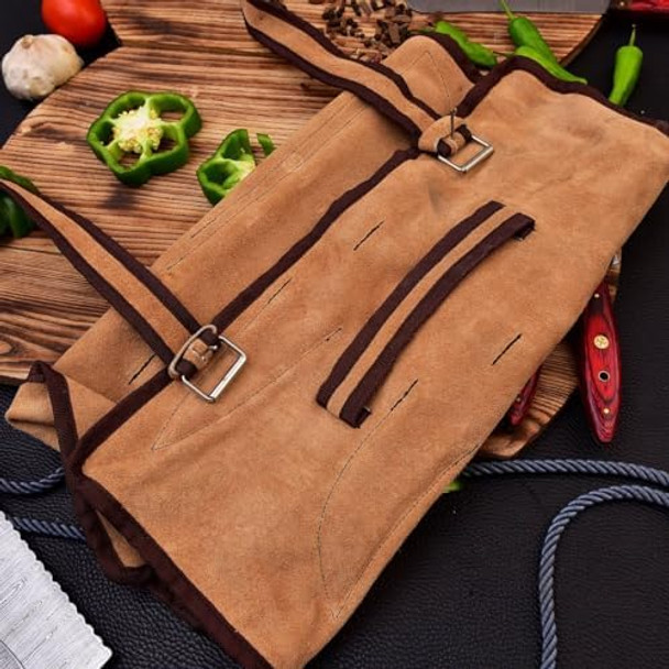 W Trading-Custom Hand Made Damascus Steel Blade Professional Kitchen Knives 8 Pcs Chef Kitchen Knife Set With Leather Pouch For Storage. Wt-1046-8