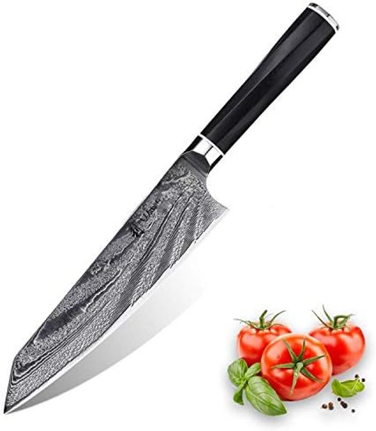 Wakoli Kiritsuke Chef Knife 8-Inch Blade Damascus Knife Made From 67 Layers Of Damascus Steel With Vg10 Core Ergonomic Kitchen Knives With G10 Handle For All Tasks In Box (Kumo)