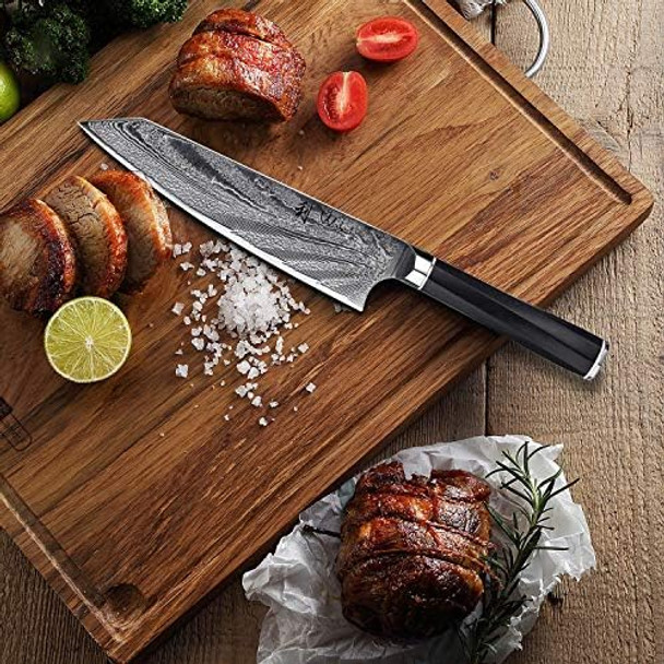 Wakoli Kiritsuke Chef Knife 8-Inch Blade Damascus Knife Made From 67 Layers Of Damascus Steel With Vg10 Core Ergonomic Kitchen Knives With G10 Handle For All Tasks In Box (Kumo)