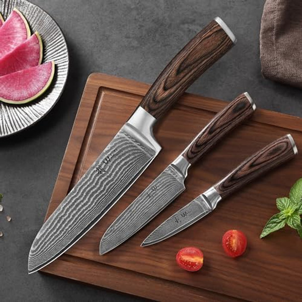 Damascus Kitchen Knife Set 4 Pieces Professional Chef Knife Set Made From 67 Layers Damascus Steel With Vg10 Core Knives Set For Kitchen In Wooden Box
