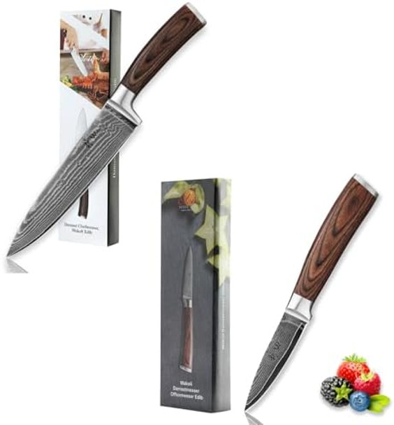 Wakoli Chef Knife 8-Inch & Office Knife 3.2-Inch Blade Damascus Knive Made From 67 Layers Damascus Steel With Vg10 Core Sharp Filleting Knofe With Pakkawood Handle Kitchen Knife In Box Wakoli Chef Knife 8-Inch & Office Knife 3.2-Inch Blade Damascus Knive Made From 67 Layers Damascus Steel With Vg10 Core Sharp Filleting Knofe With Pakkawood Handle Kitchen Knife In Box