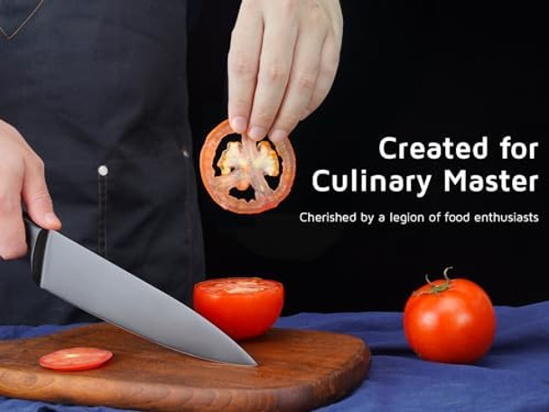 Wellstar Chef Knife With Sheath Sharp Kitchen Knife 8 Inch Black Cooking Knives With German Hc Steel