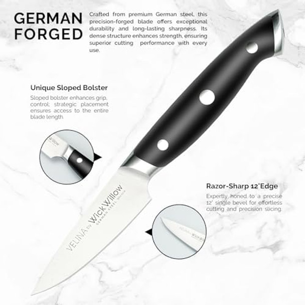 3.5 Inch Paring Knife – Professional German Stainless Steel Small Chef Knife Ultra Sharp Fruit & Vegetable Peeling Knife For Everyday Kitchen Use – For Home Cooks And Home Chefs