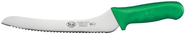 Winco 9" Commercial-Grade Serrated Bread/Pastry Knife With Offset Handle Green