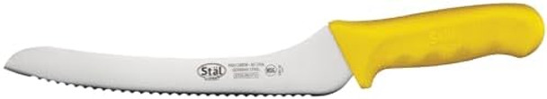 Winco 9" Commercial-Grade Serrated Bread/Pastry Knife With Offset Handle Yellow
