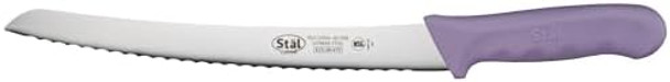 Winco 9-1/2" Commercial-Grade Serrated Bread/Pastry Knife With Curved Handle Purple