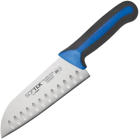 Sof-Tek 7" Santoku Knife Soft Grip Handlesilver/Black/Blue
