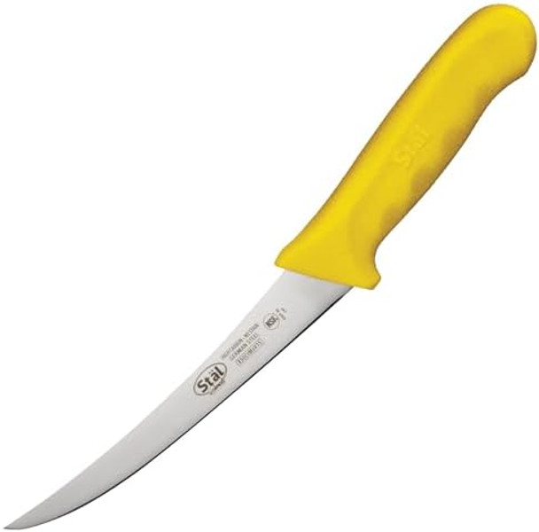 Winco 6" Commercial-Grade German Steel Boning Knife Curved Yellow