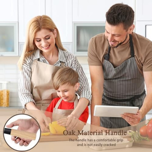 Kitchen Knife Set Of 3 Japanese Knives Set Include Paring Utility Chef Knife With Oak Handle Sharp Stainless Steel Small Knife Set For Kitchen Apartment Dormitory For Men Women (3Pc)