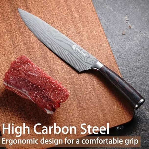 Chef Knife 8 Inch - Sharp Kitchen Knife High Carbon Stainless Steel Blade Gyuto Knife Ergonomic Wood Handle Professional Chef’S Knife For Home Kitchen And Restaurant