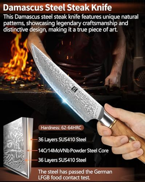 Xinzuo In-Drawer Acacia Wood Storage Block With Steak Knife Set Of 4Knife Drawer Organizer73-Layer Damascus Steel Kitchen Knife Set With Olive Wood Handle