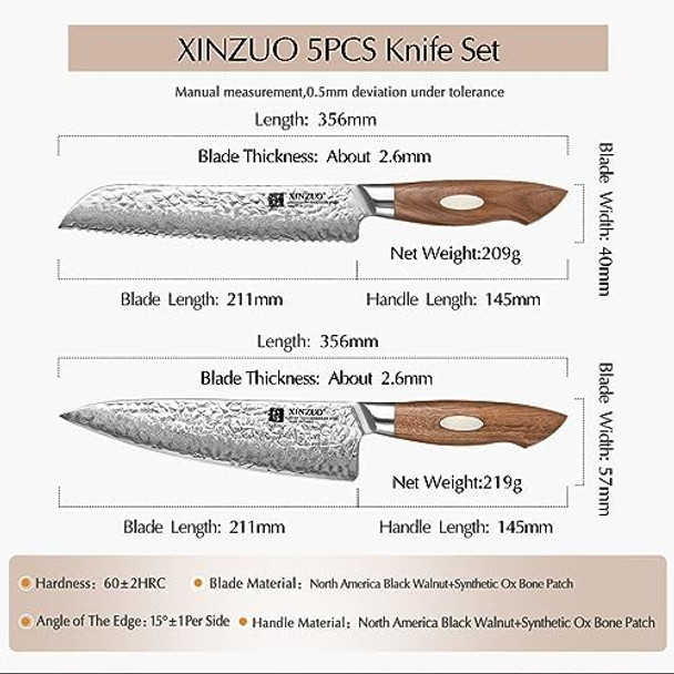 Xinzuo 5 Inch Steak Knives Set Of 4Japanese Aus-10 Steel 67 Layers Forged Damascus Steak Knife Setkitchen Table Knifeblack Walnut Wood Handlerazor Sharpexquisite Box Package