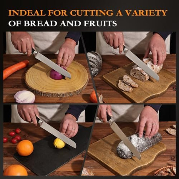 Sourdough Bread Knife Bread Slicer For Homemade Breadserrated Knife With Stainless Steelsourdoughcake Cutter 8-Inch