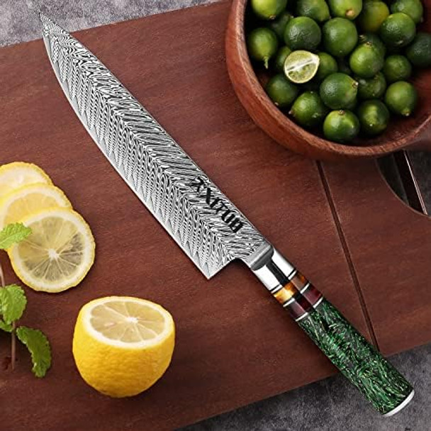 Knife Set Knife Professional Kitchen Japanese Knife Set Steel Chef Knife Abalone Shell Handle Santoku Meat Vegetable Cleaver Cut Cutting Vegetable (8-Inch Chef Knife)