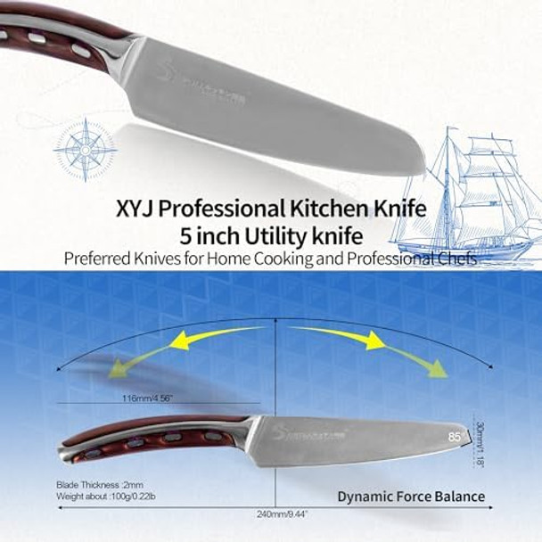 Xyj Stainless Steel Utility Knife 5 Inch Kitchen Knife With Sheath Meat Cleaver For Meat Cutting Vegetable Fruit Slicer Knife Portable Outdoor Camping For Special Day