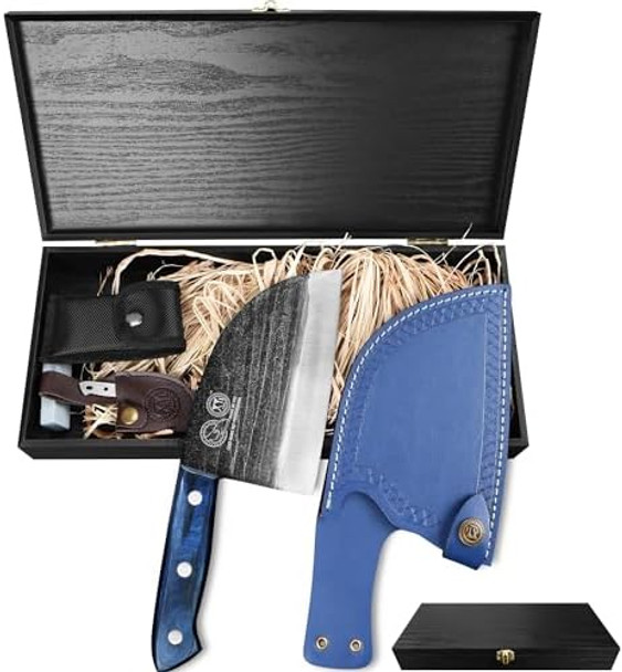 Xyj Serbian Chef Knife With Sheath Wood Box 6 Inch Butcher Knife Meat Cleaver Wood Handle