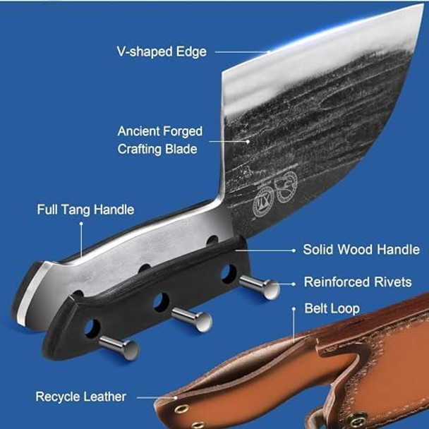 Xyj Serbian Chef Knife With Sheath Wood Box 6 Inch Butcher Knife Meat Cleaver Wood Handle