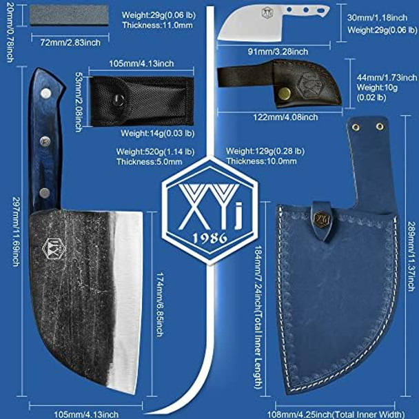 Xyj High Carbon Steel Serbian Butcher Knife Slaughter Chef Knives Cooking Camping Knife Good For All Around Cutting