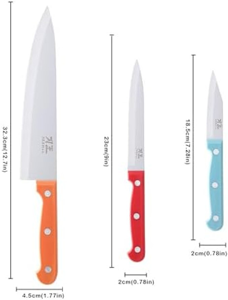 3 Pcs Chef Knife Set With Sharp Blade And Ergonomic Design Comfortable Handle Professional Kitchen Knives For Cooking Premium Stainless Steel With Sheaths Sharp And Durability