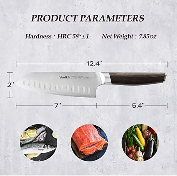 Santoku Knife 7 Inch Utility Knife Kitchen Professional 5 Layer Clad Steel Japanese Chef Knifes Cutting Knives With Box Elegant Ebony Wood Handle