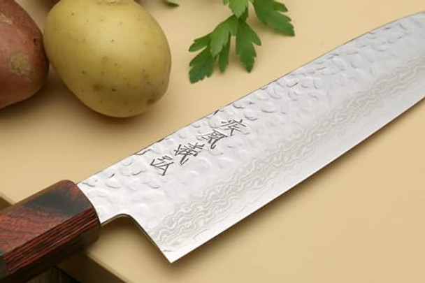 Yoshihiro Vg10 46 Layers Hammered Damascus Santoku Japanese Multipurpose Chef Knife (7"(180Mm) Rosewood Handle) Yoshihiro Vg10 46 Layers Hammered Damascus Santoku Japanese Multipurpose Chef Knife (7"(180Mm) Rosewood Handle)