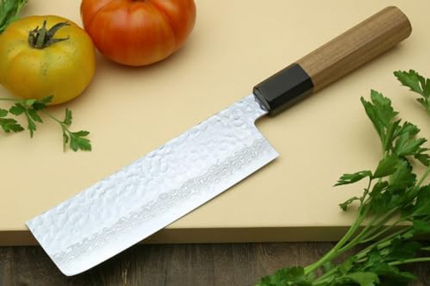 Yoshihiro Vg10 46 Layers Hammered Damascus Nakiri Japanese Vegetable Knife 6.5'' (165Mm) Ambrosia Handle