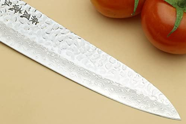 Yoshihiro Vg10 46 Layers Hammered Damascus Gyuto Japanese Chefs Knife (Octagonal Ambrosia Handle) (8.25" (210Mm)