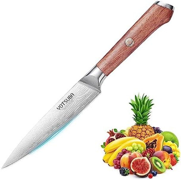 Yotsuba Professional Chef Knife 8 Inch And Utility Knife 5 Inch Super Charp Edge Pakkawood Handle Ergonomical Design 56 Degree Hardness Steel