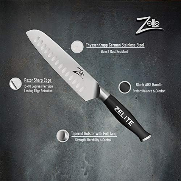 Zelite Infinity 7 Inch Santoku Knife - Razor Sharp Chef Knife With German High Carbon Stainless Steel Blade Japanese Knife & Chopping Knife With Ergonomic Handle - Comes In Luxurious Box