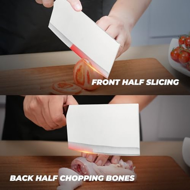 Zhang Xiao Quan Since 1628 7.3” Meat Cleaver 40Cr13 Chinese Chopper Slicing Knife Chinese Chefs Knife Wood Handle Zhang Xiao Quan Since 1628 7.3” Meat Cleaver 40Cr13 Chinese Chopper Slicing Knife Chinese Chefs Knife Wood Handle